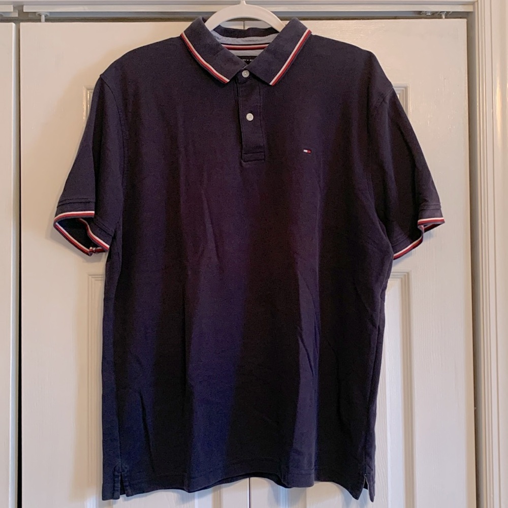 Tommy Hilfiger, navy polo with Tommy logo, size X large, EUC